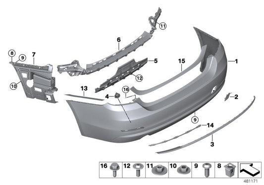 Genuine BMW 51127496105 Bumper Trim Panel, Primed, Rear LINES 2-BO.PDC (Inc. 440i & 440iX) | ML Performance US US Car Parts