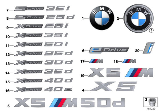 Genuine BMW 51147368425 F15 Label X DRIVE 35D (Inc. X5) | ML Performance US US Car Parts