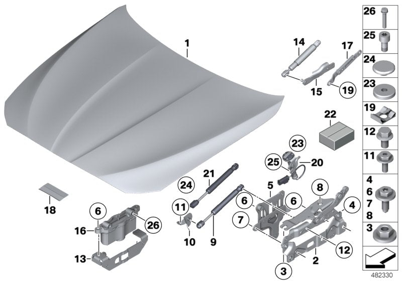Genuine BMW 41617207200 Right Engine Hood Hinge (Inc. 520d, 528iX & M5) | ML Performance US US Car Parts