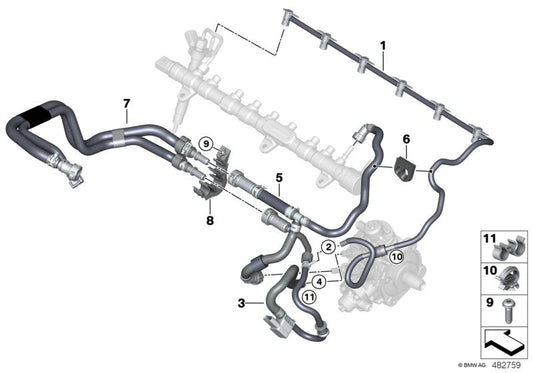 Genuine BMW 13538575461 G30 G02 G31 Fuel Feed Line (Inc. 520d, 520d ed & 520dX) | ML Performance US US Car Parts