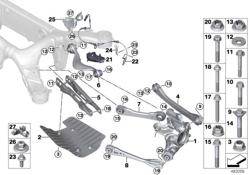 Genuine BMW 33326883339 F91 G11 Wishbone, Bottom, With Rubber Mount Left (Inc. 530e, 750LdX & 740LiX) | ML Performance US US Car Parts