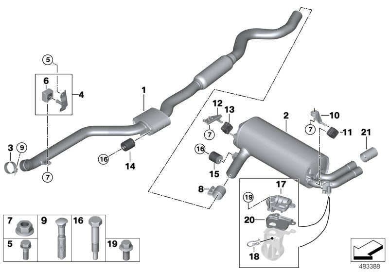 Genuine BMW 18308643270 Rp-Catalytic Conv. With Center Muffler (Inc. 330iX) | ML Performance US US Car Parts
