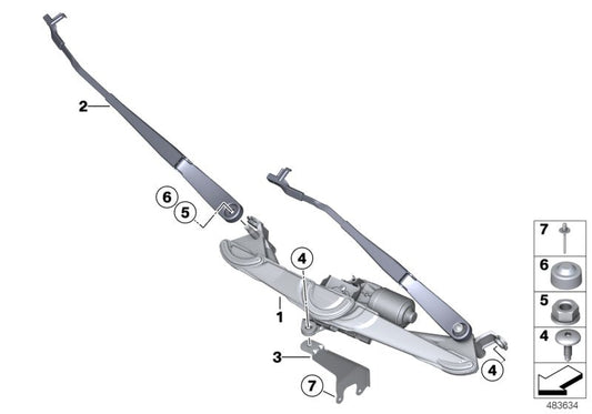 Genuine BMW 61617213272 F25 F26 Wiper Arm, Passenger's Side (Inc. X3) | ML Performance US US Car Parts