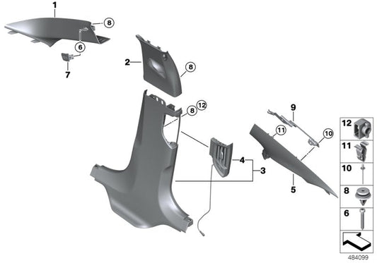 Genuine BMW 51437419856 G30 F90 G31 Cover, B-Column Bottom Right SCHWARZ (Inc. 520dX, 520d ed & M550dX) | ML Performance US US Car Parts
