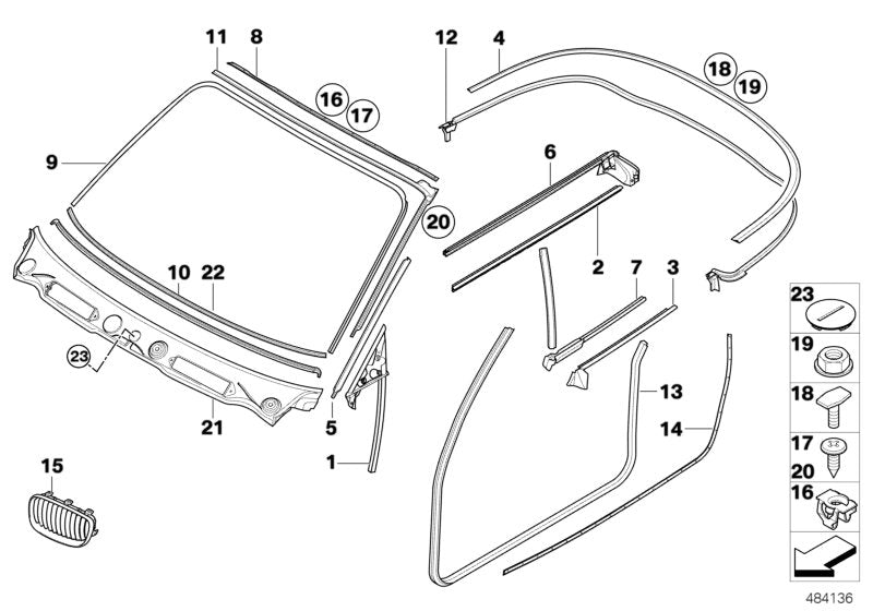 Genuine BMW 51377164988 E88 Inner Channel Sealing, Rear Right (Inc. 120d, 120i & 125i) | ML Performance US US Car Parts