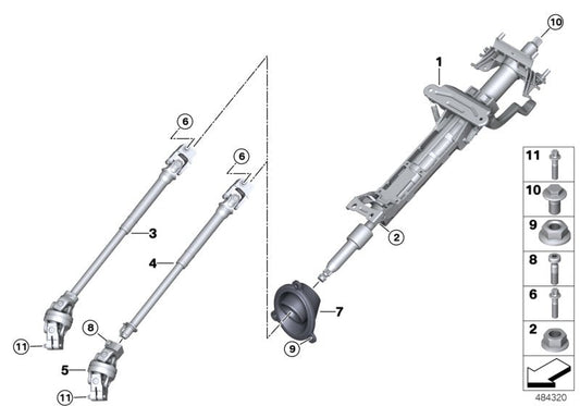 Genuine BMW 32306862088 G20 G21 Steering Spindle Bottom W/Double Joint (Inc. 320iX, 330iX & M340iX) | ML Performance US US Car Parts