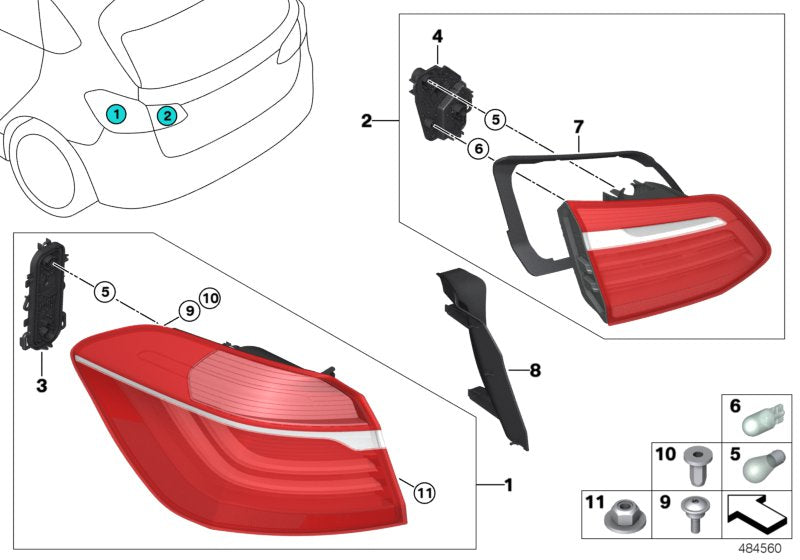 Genuine BMW 63217491338 Rear Light In The Side Panel, Right (Inc. 220dX, 220d & 225iX) | ML Performance US US Car Parts