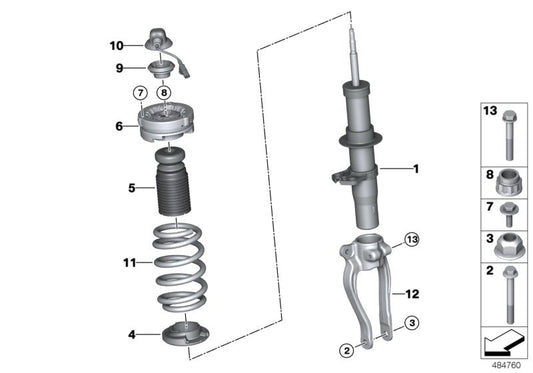 Genuine BMW 31307856893 F90 Spring Strut, Edc, Front Left (Inc. M5) | ML Performance US US Car Parts