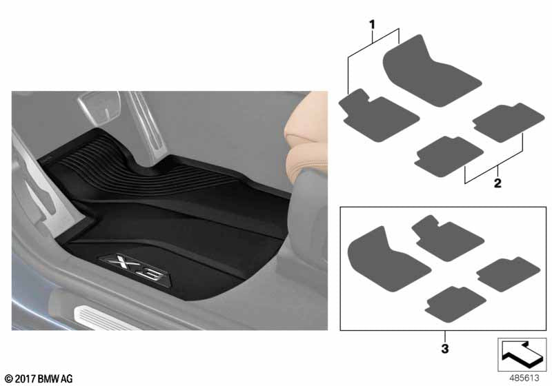 Genuine BMW 51472450513 Floor Mats, All-Weather SW./4-TLG./RHD