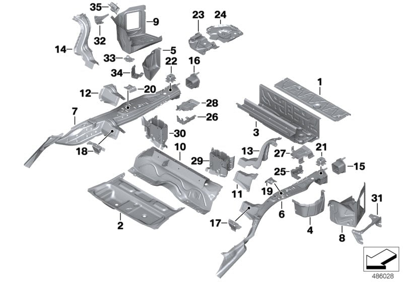 Genuine BMW 41007284298 F22 F21 Cross Member, Trunk Floor, Front Top (Inc. 220dX, 220i & 230iX) | ML Performance US US Car Parts