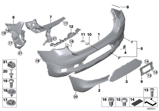Genuine BMW 51129448905 F39 Bumper Trim Panel, Primed, Rear ICAM (Inc. X2) | ML Performance US US Car Parts