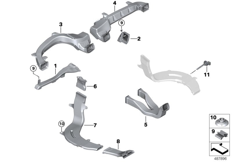 Genuine BMW 64227425127 G02 Rear Pass.Compart.Heating Duct Rear Left (Inc. X3 & X4 M40iX) | ML Performance US US Car Parts