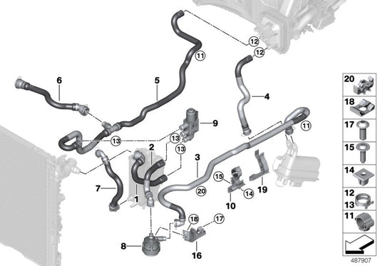 Genuine BMW 64219314672 G30 G11 Coolant Hose, Supply 1 Radiator supply line - switch valve (Inc. 530e, 740Le & 740eX) | ML Performance US US Car Parts