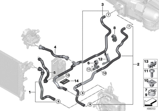 Genuine BMW 64219318344 G11 G31 Coolant Hose, Supply 1 Engine return flow changeover valve (Inc. 740i, 740Li & 640i) | ML Performance US US Car Parts