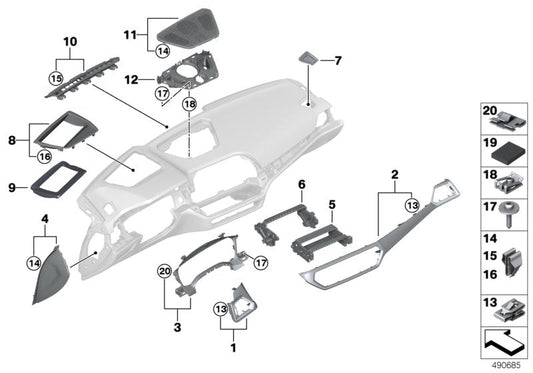 Genuine BMW 51456848194 G20 G21 Dashboard Trim, Maple, Front Passenger Left hand drive (Inc. 318d, 330i & 320i 1.6) | ML Performance US US Car Parts