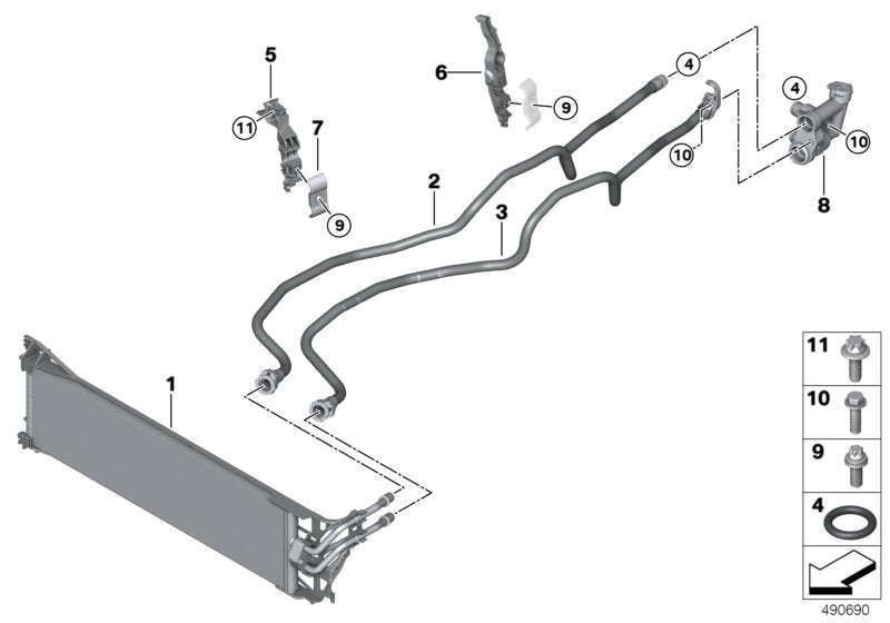 Genuine BMW 17229894175 G05 G07 Transmission Oil Cooler Line, Flow (Inc. X5 40iX & X7 40iX) | ML Performance US US Car Parts