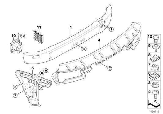 Genuine BMW 51128044544 E63 E64 Carrier, Bumper Rear M (Inc. M6) | ML Performance US US Car Parts