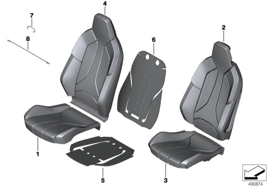 Genuine BMW 52107483274 I15 Leather Cover Sport Backrest Right ELF.W/SCHWARZ (Inc. i8) | ML Performance US US Car Parts