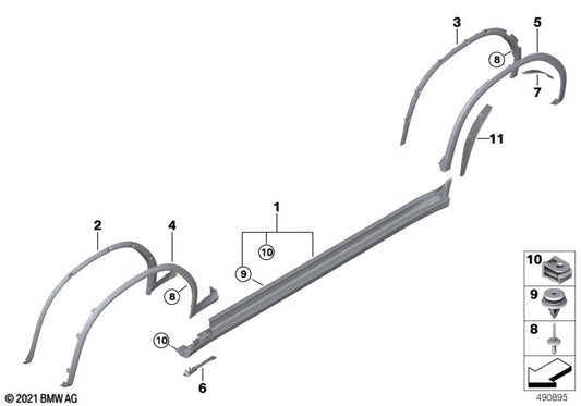 Genuine BMW 51778064820 Trim, Wheel Arch, Primed, Front Right -M-