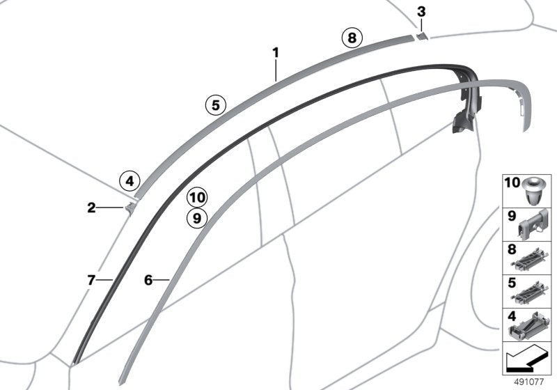 Genuine BMW 51137327969 Roof Molding Prime-Coated Left (Inc. 650i, 640iX & 640i) | ML Performance US US Car Parts
