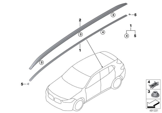 Genuine BMW 51137429617 F39 Roof Molding Left SCHWARZ (Inc. X2) | ML Performance US US Car Parts