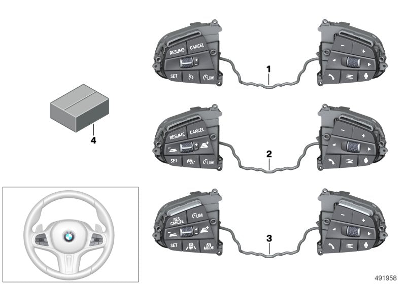 Genuine BMW 61319472808 G16 F93 G06 Switch, Multifunct. Steering Wheel (Inc. X5 M50iX, X7 M50iX & X6 40i) | ML Performance US US Car Parts