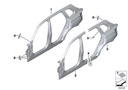 Genuine BMW 41009492931 G05 Reinforcement Plate, C-Pillar, Left (Inc. X5) | ML Performance US US Car Parts