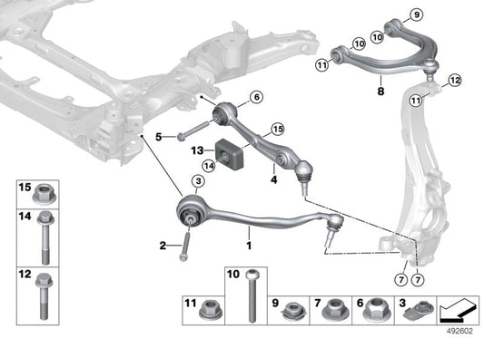Genuine BMW 31106883116 G07 G05 G06 Wishbone With Rubber Mount Top Right (Inc. X7) | ML Performance US US Car Parts