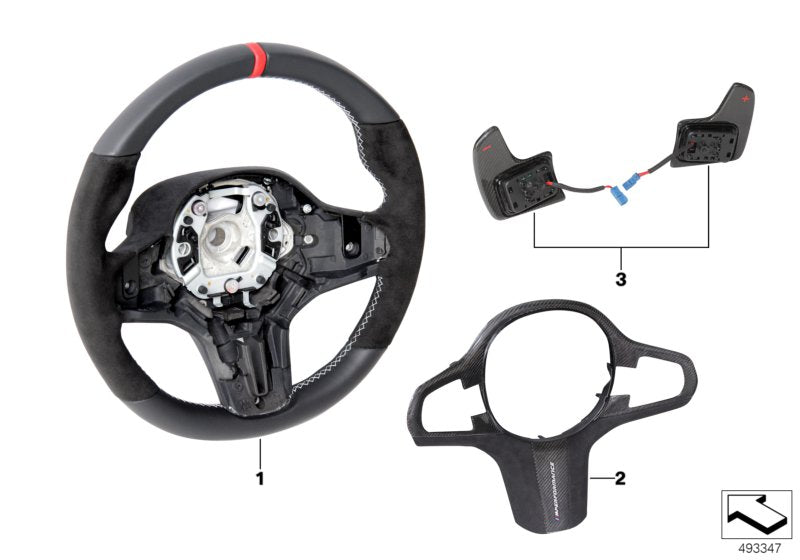 Genuine BMW 32302455278 G30 G02 Cover, Steering Wheel Alcantara/Carbon M PERFORMANCE (Inc. X3 30eX, 520d ed & 730i) | ML Performance US US Car Parts