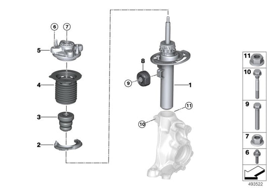 Genuine BMW 31316892900 G20 Front Right Spring Strut (Inc. 320i) | ML Performance US US Car Parts