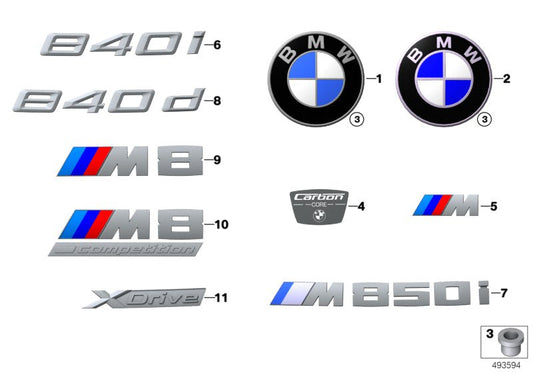 Genuine BMW 51147446341 G14 G16 G15 Label X-DRIVE (Inc. 840dX & 840iX) | ML Performance US US Car Parts