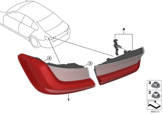 Genuine BMW 63217420455 G20 Rear Light In Trunk Lid, Left (Inc. M340i, 330i & 330iX) | ML Performance US US Car Parts