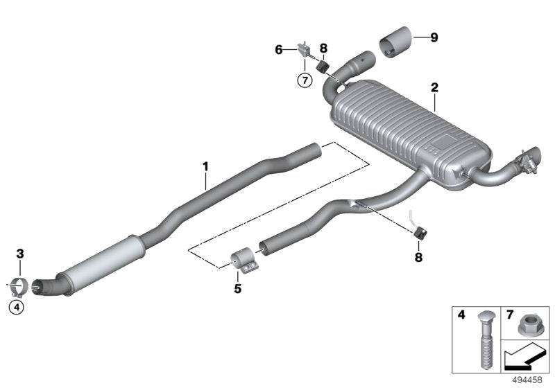 Genuine BMW 18308744675 F44 Rear Muffler With Exhaust Flap (Inc. M235iX) | ML Performance US US Car Parts