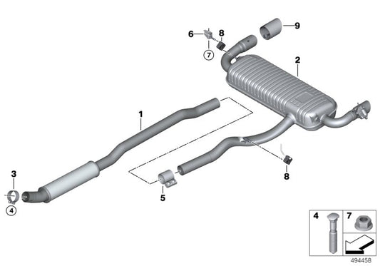 Genuine BMW 18308744675 F44 Rear Muffler With Exhaust Flap (Inc. M235iX) | ML Performance US US Car Parts