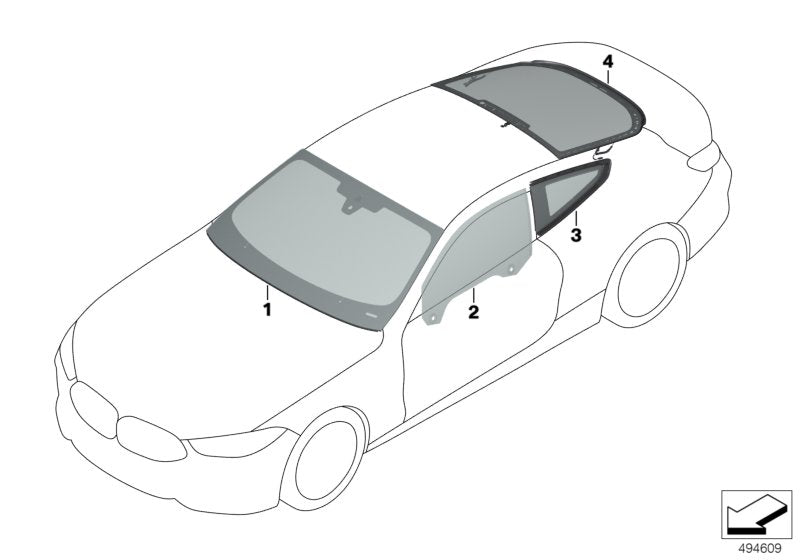 Genuine BMW 51377424835 F92 G15 Side Window, Rigid, Rear Left (Inc. 840dX, 840iX & M850iX) | ML Performance US US Car Parts
