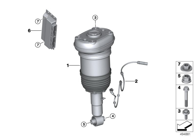 Genuine BMW 37106869038 G05 G06 Air Spring Strut, Rear Right VDC (Inc. X5 45eX & X6) | ML Performance US US Car Parts