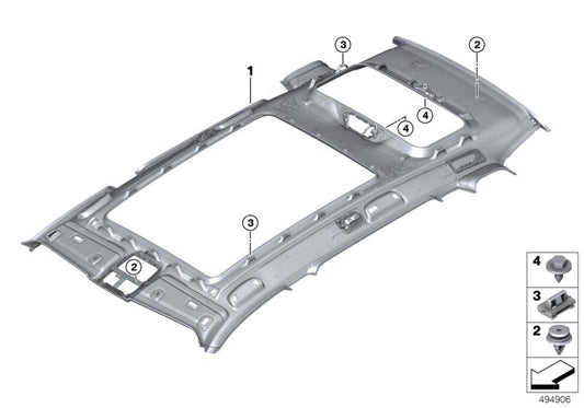 Genuine BMW 51449472385 G07 Rooflin.Panor.Gl.Roof Audio, Alcantara NACHTBLAU (Inc. X7) | ML Performance US US Car Parts