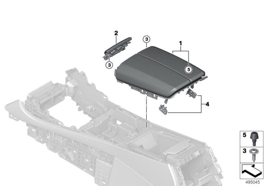 Genuine BMW 51167943866 G06 Armrest, Center Console, Leather TACORAROT (Inc. X6) | ML Performance US US Car Parts