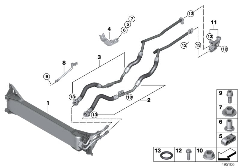 Genuine BMW 17228053478 Transmission Oil Cooler Line, Flow (Inc. X3 M & X4 M) | ML Performance US US Car Parts
