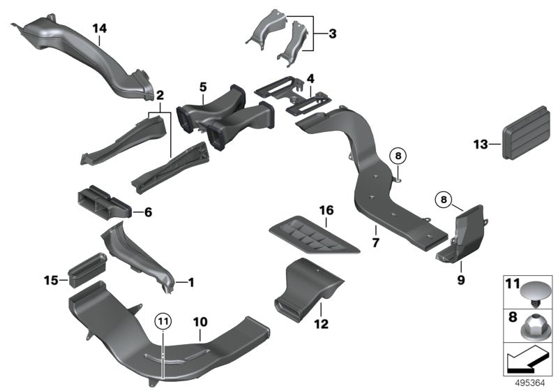 Genuine BMW 64229168935 Air Duct, Center, Rear (Inc. 750LiS, 530dX & 750LdX) | ML Performance US US Car Parts