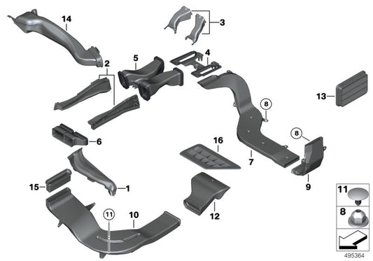 Genuine BMW 64229168935 Air Duct, Center, Rear (Inc. 750LiS, 530dX & 750LdX) | ML Performance US US Car Parts