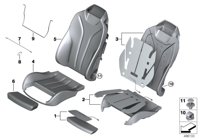 Genuine BMW 52107479339 Leather Cover Sport Backrest Left NACHTBLAU (Inc. 425d, 420i & 430d) | ML Performance US US Car Parts
