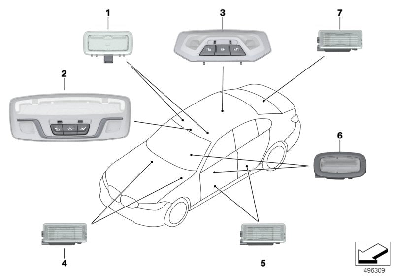 Genuine BMW 63317910816 G21 G06 G20 Interior Reading Light Led Front (Inc. X6 M50iX, M340iX & 330e) | ML Performance US US Car Parts
