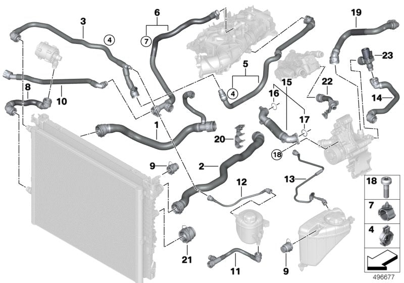 Genuine BMW 17128678491 G32 G30 G11 Coolant Return Line Engine - radiator (Inc. 530iX, 520i & 530i) | ML Performance US US Car Parts