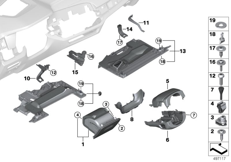 Genuine BMW 51459399352 G07 G05 G06 Folding Box, Driver's Side SCHWARZ (Inc. X5 & X7 40iX) | ML Performance US US Car Parts