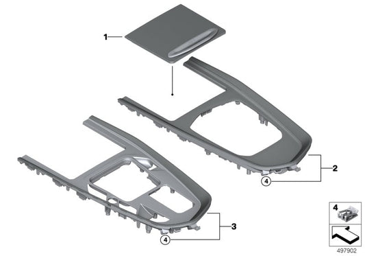 Genuine BMW 51168076111 G29 Center Console Trim Aluminum Tetragon Left hand drive (Inc. Z4 M40i, Z4 30i & Z4 20i) | ML Performance US US Car Parts