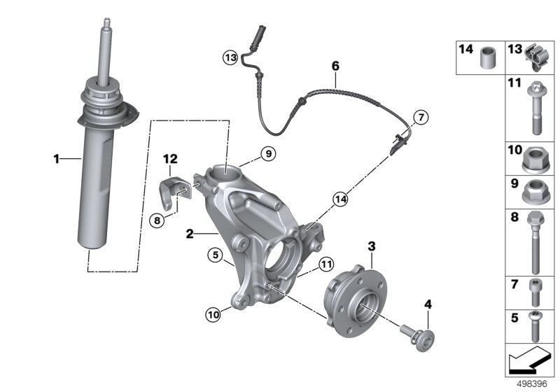 Genuine BMW 31316883932 F39 Front Right Spring Strut (Inc. X2 M35iX) | ML Performance US US Car Parts