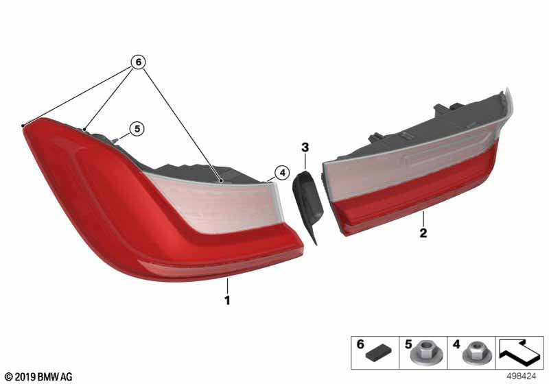 Genuine BMW 63215A3BC71 Tail Light, Side Panel Left