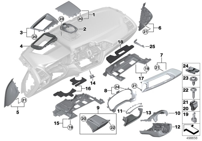 Genuine BMW 51456817903 G02 G01 Cover, Dashboard, Left SCHWARZ (Inc. X3) | ML Performance US US Car Parts