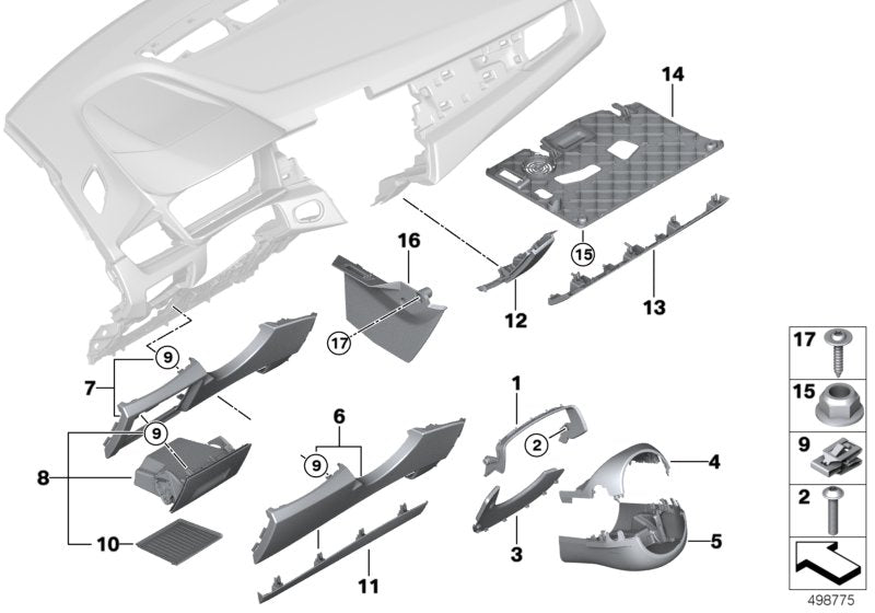 Genuine BMW 51456843859 F46 Trim Panel, Steering Column, Bottom (Inc. X2 25dX, 220i & X1 28i) | ML Performance US US Car Parts